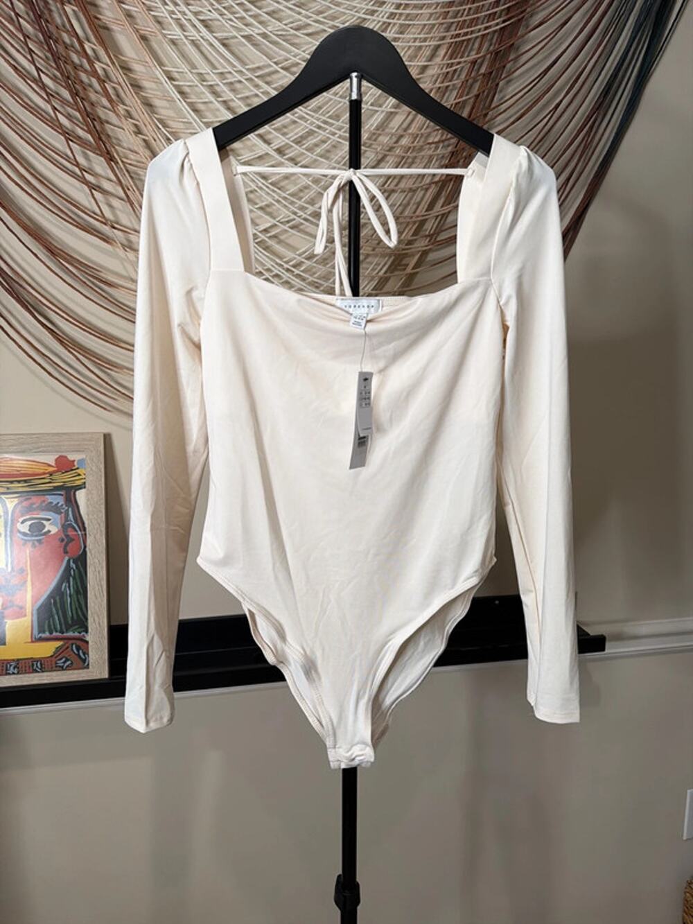 Top shop NWT square neck bodysuit M off-white 2743
